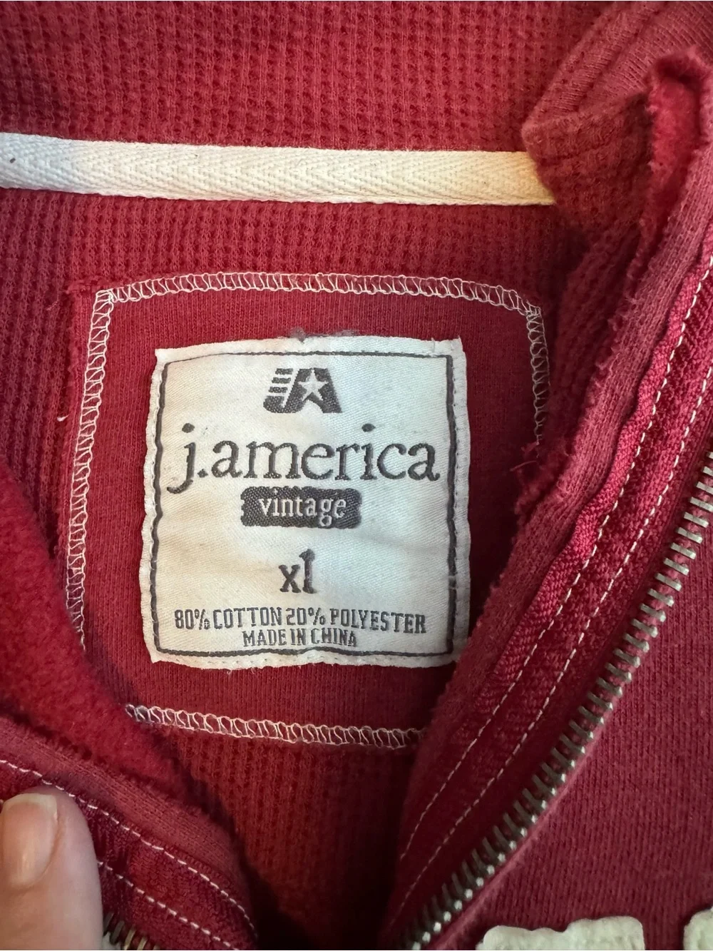 Stanford Cardinal J America Vintage Quarter Zip Sweatshirt XL NCAA Pullover Red